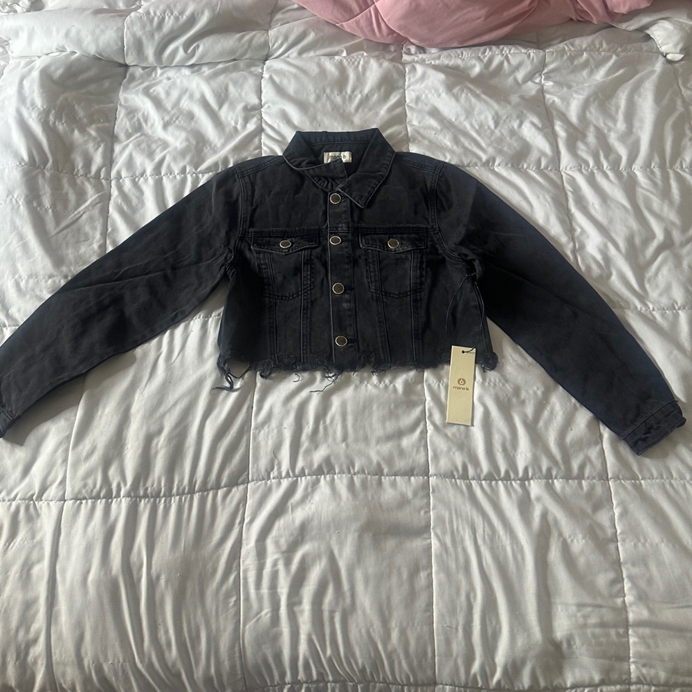 Mono B Black Cropped Denim Jacket